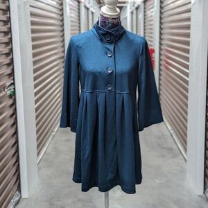 Du Jour Size Small Teal Blue Fit and Flare Retro Pin Up Style Coat